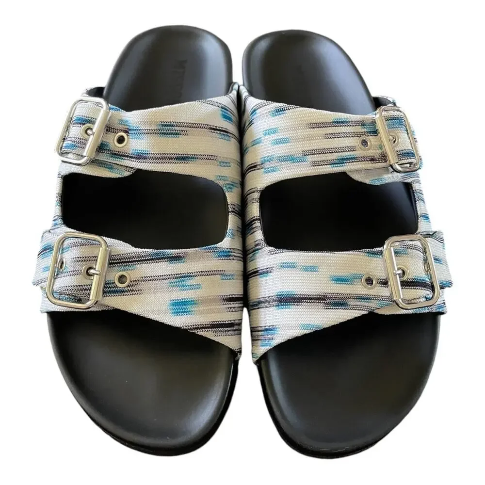 Missoni Milano Spa Slide Sandals Adjustable Double Buckle Strap Boho Sz US8